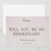 Baby roze glitter zal je mijn Bridesmaid zijn Kaart (Voorkant / Achterkant)