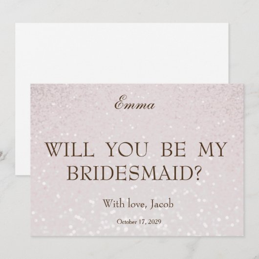 Baby roze glitter zal je mijn Bridesmaid zijn Kaart (Voorkant / Achterkant)