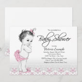  Baby roze grijze douchebeelden Kaart (Voorkant / Achterkant)