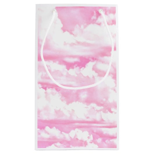 Baby roze Happy Clouds-achtergrond Klein Cadeauzakje (Achterkant)
