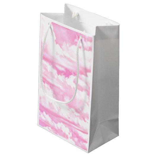 Baby roze Happy Clouds-achtergrond Klein Cadeauzakje (Achterkant Gekanteld)
