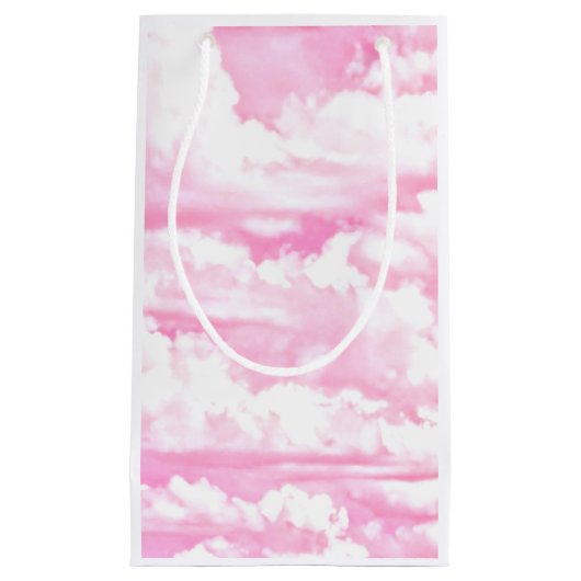 Baby roze Happy Clouds-achtergrond Klein Cadeauzakje (Voorkant)
