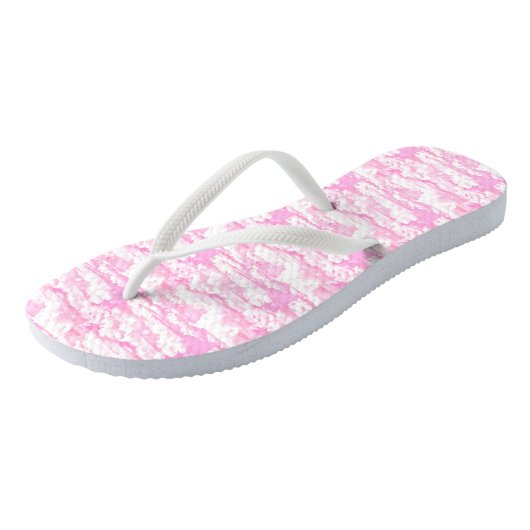 Baby roze Happy Clouds-achtergrond Teenslippers (Schuin)