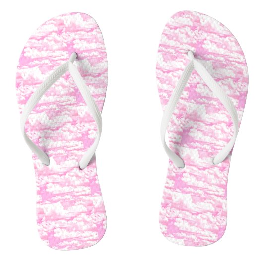 Baby roze Happy Clouds-achtergrond Teenslippers (Voetbed)