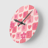 Baby roze hart ronde klok (Hoek)