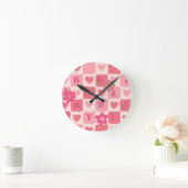 Baby roze hart ronde klok (Huis)