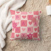 Baby roze hart Sierkussen (Deken)