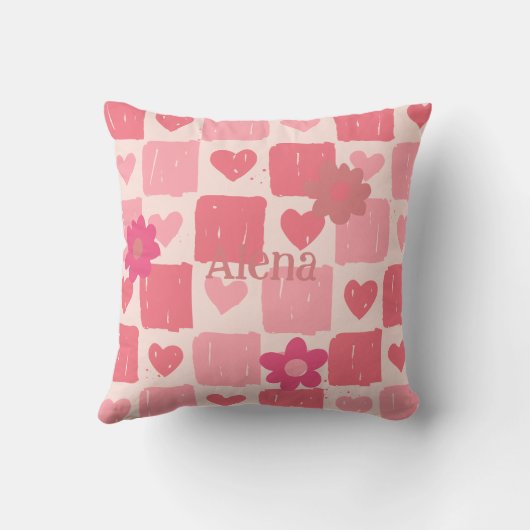 Baby roze hart Sierkussen (Achterkant)