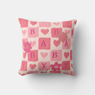 Baby roze hart Sierkussen