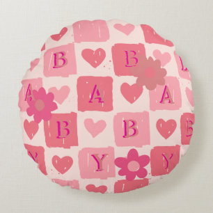 Baby roze hart Sierkussen Rond Kussen