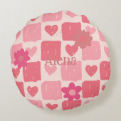 Baby roze hart Sierkussen Rond Kussen (Achterkant)