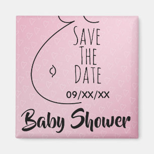 Baby Roze harten Baby shower opslaan Datum Magneet