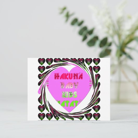 Baby roze harten Hakuna Matata Baby Kinder Design. Briefkaart (Staand voorkant)