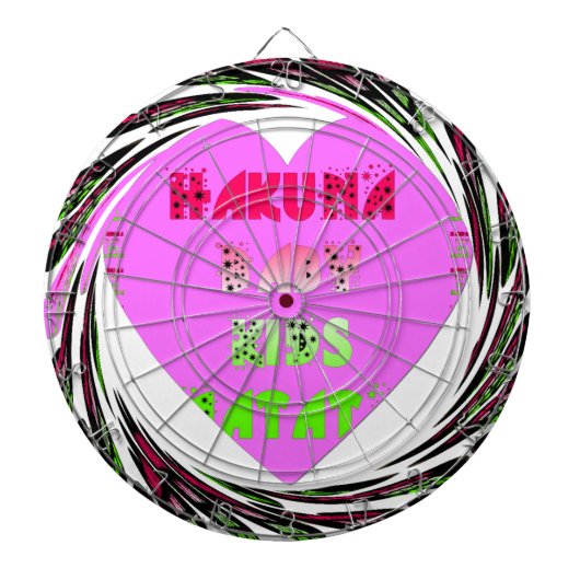 Baby roze harten Hakuna Matata Baby Kinder Design. Dartbord (Voorkant)