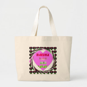 Baby roze harten Hakuna Matata Baby Kinder Design. Grote Tote Bag