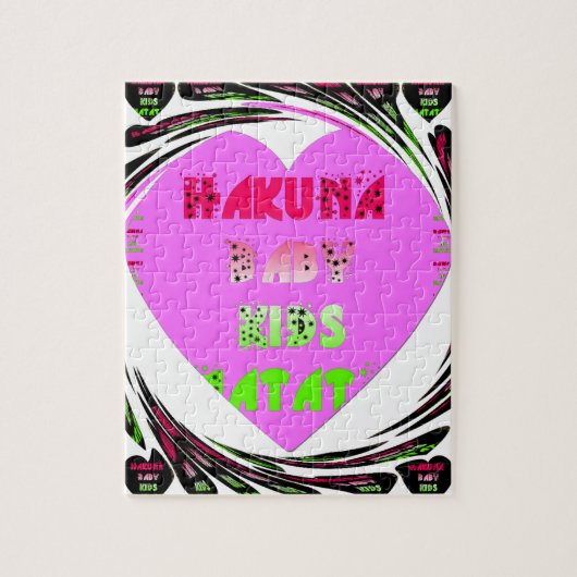 Baby roze harten Hakuna Matata Baby Kinder Design. Legpuzzel (Verticaal)