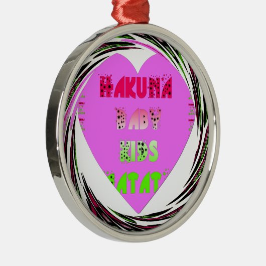 Baby roze harten Hakuna Matata Baby Kinder Design. Metalen Ornament (Rechts)