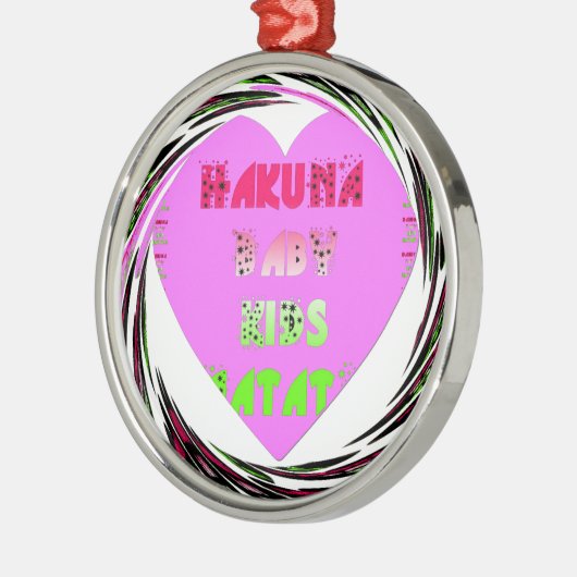 Baby roze harten Hakuna Matata Baby Kinder Design. Metalen Ornament (Links)