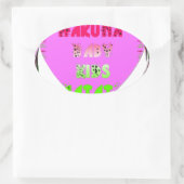 Baby roze harten Hakuna Matata Baby Kinder Design. Ovale Sticker (Tas)