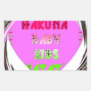 Baby roze harten Hakuna Matata Baby Kinder Design. Rechthoekige Sticker