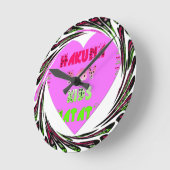 Baby roze harten Hakuna Matata Baby Kinder Design. Ronde Klok (Hoek)