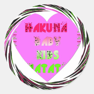 Baby roze harten Hakuna Matata Baby Kinder Design. Ronde Sticker