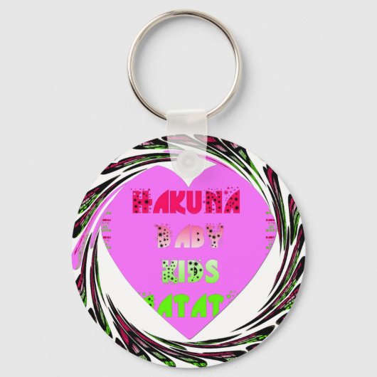 Baby roze harten Hakuna Matata Baby Kinder Design. Sleutelhanger (Voorkant)