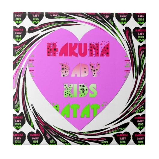 Baby roze harten Hakuna Matata Baby Kinder Design. Tegeltje (Voorkant)