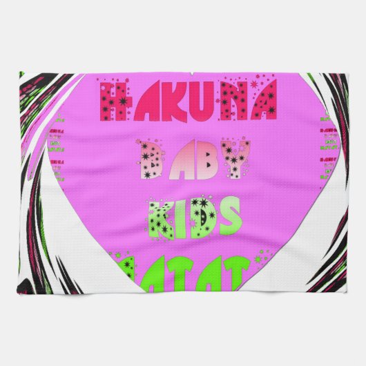 Baby roze harten Hakuna Matata Baby Kinder Design. Theedoek (Horizontaal)