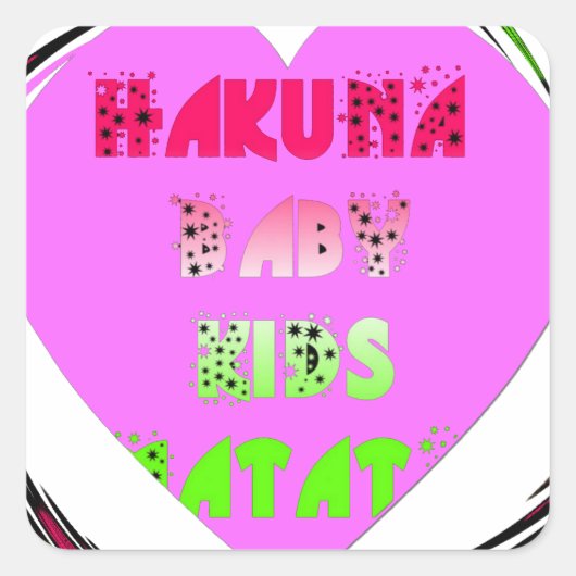 Baby roze harten Hakuna Matata Baby Kinder Design. Vierkante Sticker (Voorkant)