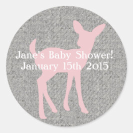 Baby Roze Herten en Grijze Burlap Sticker