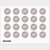 Baby Roze Herten en Grijze Burlap Sticker (Vel)