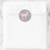 Baby Roze Herten en Grijze Burlap Sticker (Tas)