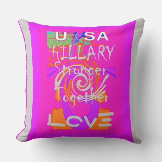 Baby roze Hillary USA President sterker samen Buitenkussen (Voorkant)