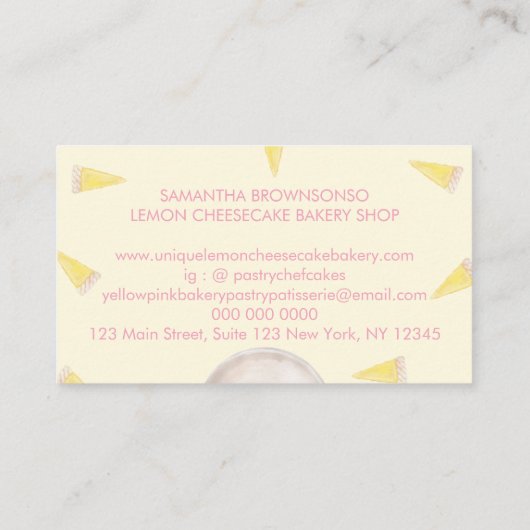 Baby Roze Homemade Cheesecake Bakery Visitekaartje (Achterkant)