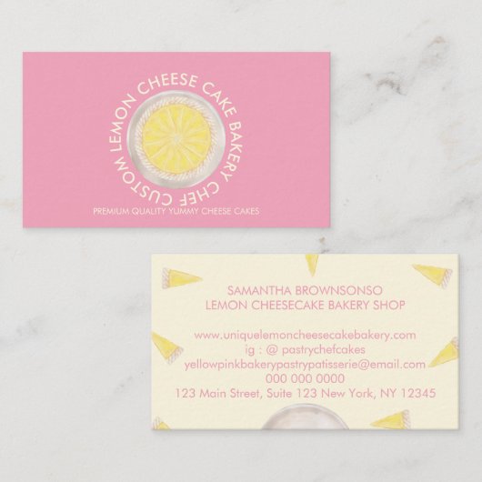 Baby Roze Homemade Cheesecake Bakery Visitekaartje (Voorkant / Achterkant)