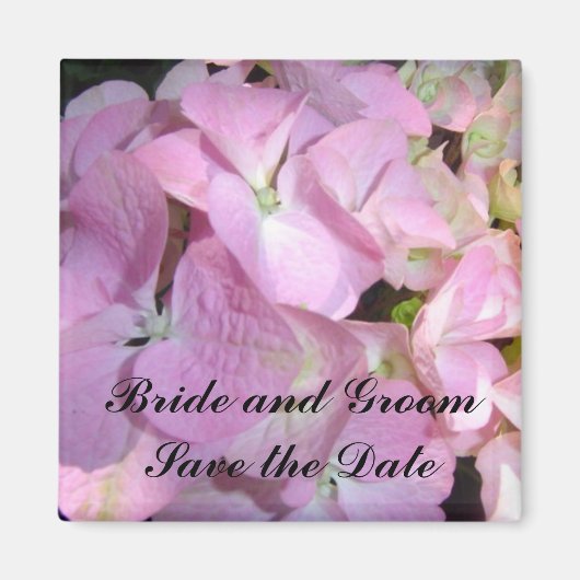 Baby Roze Hortensia Save the Date Magneet (Voorkant)