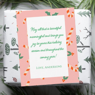 Baby roze kerst snoepjes familie kaart