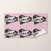 Baby roze keuxedo zwarte kattenkat Meisjesset Bad Handdoek (Handdoek)