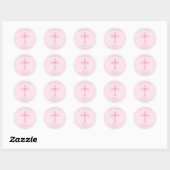 Baby Roze Kruis Doop/Doopend Meisje Dank u Ronde Sticker (Vel)