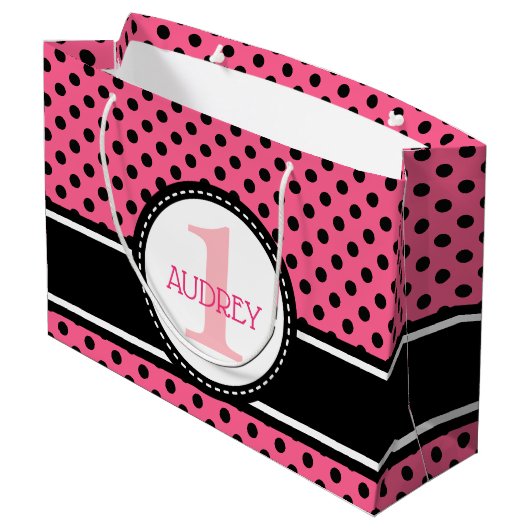 Baby Roze Ladybug First Birthday Baby shower Groot Cadeauzakje (Achterkant Gekanteld)