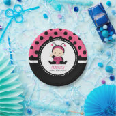 Baby Roze Ladybug First Birthday Baby shower Papieren Bordje (Feest)