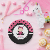 Baby Roze Ladybug First Birthday Baby shower Papieren Bordje (Feest)