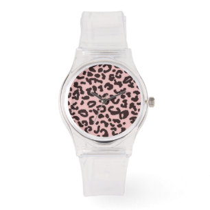 Baby Roze Leopard Animal Print Horloge