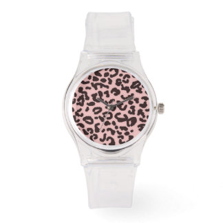 Baby Roze Leopard Animal Print Horloge