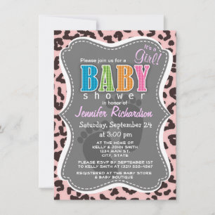Baby Roze Leopard Animal Print Kaart