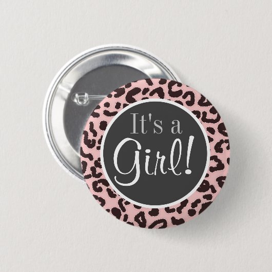 Baby Roze Leopard Animal Print Ronde Button 5,7 Cm (Voorkant /achterkant)