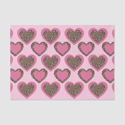 Baby Roze Leopard Hearts Party Tissuepapier (Voorkant)