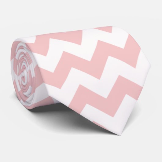 Baby roze, lichtroze Chevron strepen Stropdas (Opgerold)