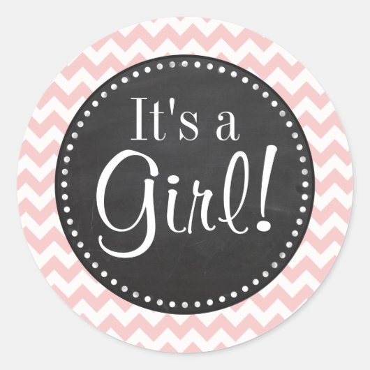 Baby roze, lichtroze Chevron Stripes; alk Ronde Sticker (Voorkant)